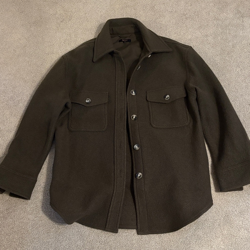 Quince Wool shacket olive green size medium